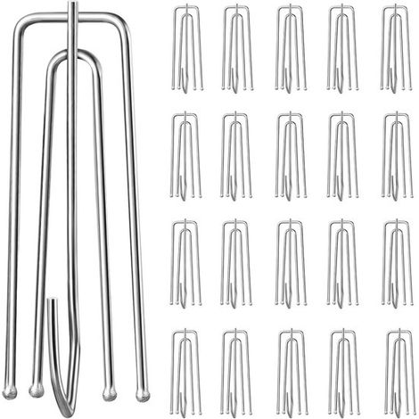 Ganchos para cortinas plisadas - Ganchos plegables para cortinas - Para colgar cortinas - Acero inoxidable - 40 piezas - Color plata (1/5)