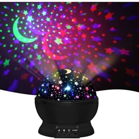 Projecteur D'étoiles LED Veilleuses pour Enfants 1-10, Pprojecteur Étoile Rotatif à 360°, 8 Couleurs 3 Modes D'éclairage pour Chambre Enfant LED Lampe Décorative Cadeaux Aanniversaire Noël pour 2-9 (1/4)