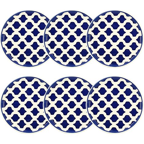 Lot de 6 assiettes à dessert 20cm en grès, PALM BEACH (1/3)