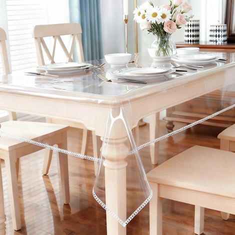 Nappe Transparente, 140x240cm Nappe PVC Transparente, Film Transparent pour Table pour d'extérieur Jardin et Intérieur (0,1mm d'épaisseur) (1/5)