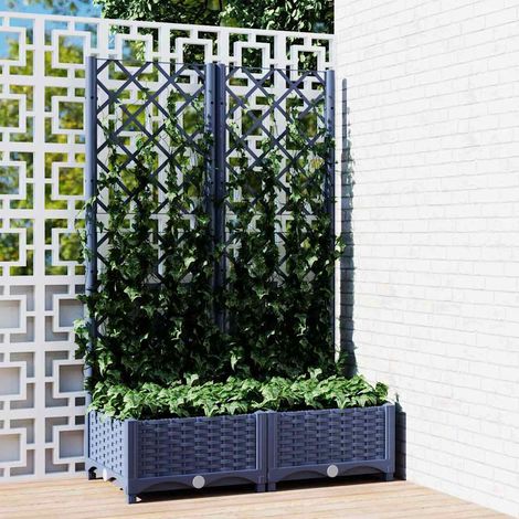 vidaXL Fioriera da giardino con traliccio blu grigio 80x40x121,5