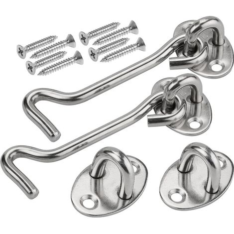 Lot 2 loquets portes robustes acier inoxydable 100 mm (1/5)