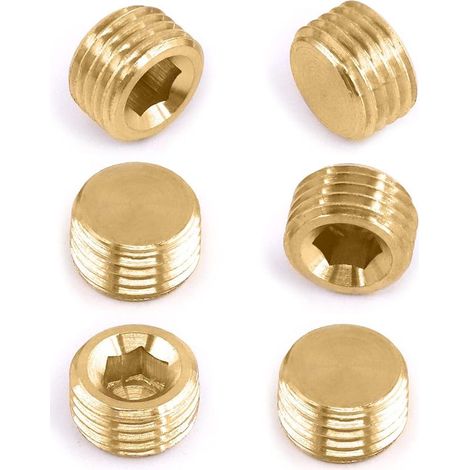 1/4" NPT Messing-Rohrverschraubung, Satz Messing-Rohrstopfen mit Innensechskant-Außengewinde (1/5)