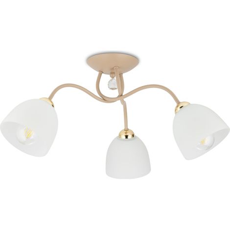 Tina Beige Glas-Deckenleuchte 3xE27 (1/5)