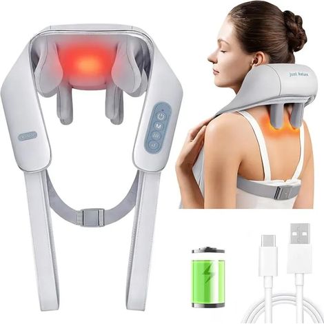 Masseur Cervical, Appareil de Massage Shiatsu, Massage Dos et Cou Épaules avec Chauffage, Tissu Profond électrique 4D (1/5)