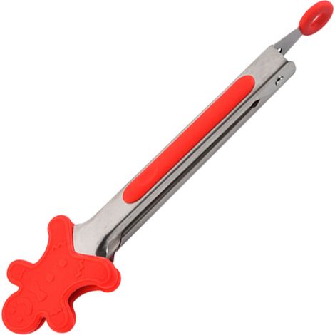 Bardusch - Mini pinces de Noël en silicone, pinces de cuisine de 18 cm, petites pinces colorées pour enfants, idéales pour servir les aliments, les glaçons, les fruits, le sucre (sapin de Noël, bonhom (1/5)