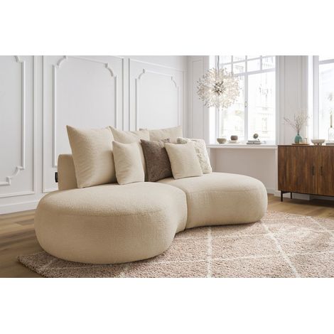 BOBOCHIC - Canapé droit fixe 3 places SAINT-GERMAIN tissu bouclette   Beige (1/5)