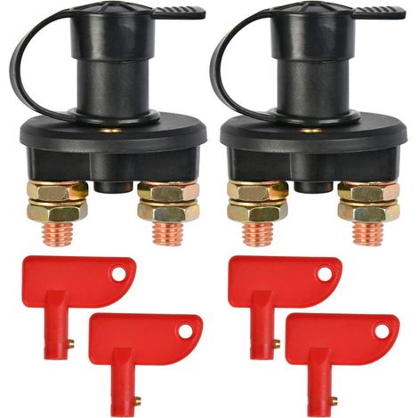 [JAMAIS UTILISÉ]2PCS 12V / 24V Isolateur de batterie électrique de voiture, déconnecter l'interrupteur à clé amovible / camion de voiture / bateau (1/5)