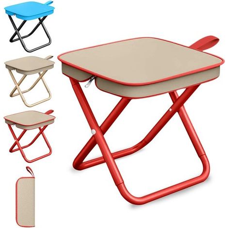Taburete plegable para camping，silla pequeña portátil，mini silla plegable portátil，taburete de pesca plegable ligero，picnic y viajes (rojo) (1/5)