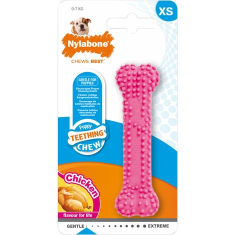 Giocattolo da mordere per cani Nylabone Birka Rosa Pollo XS
