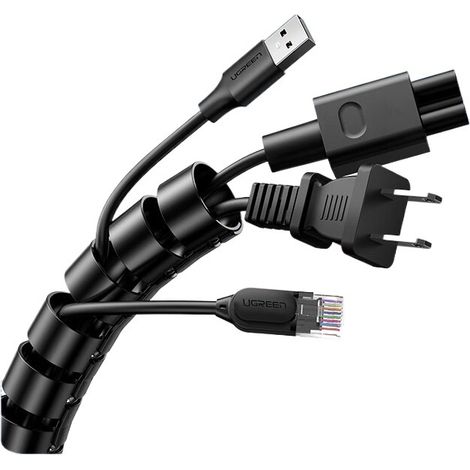 Sollbry Cache Cable Diamètre 22 mm - Longueur 2 m Gaine Electrique pour Le Bureau et la Maison TV/Ordinateur/Audio, pour Cable Management ou Cacher Les câbles, Noir Coupe Bricolage (1/4)