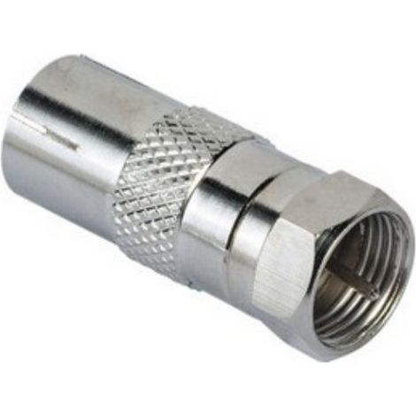Hama 122486 F-Stecker Adapter, männlich/weiblich, Edelstahl