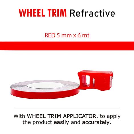 Wheel Trim Rifrangente con Applicatore - Dimensione: 5 MM X 6 MT - Colore: ROSSO