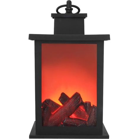 Lanterne de cheminée artificielle - avec poignée de suspension - Portable, alimentée par batterie - Décoration LED tactile, 18 x 12 x 12 cm (1/5)
