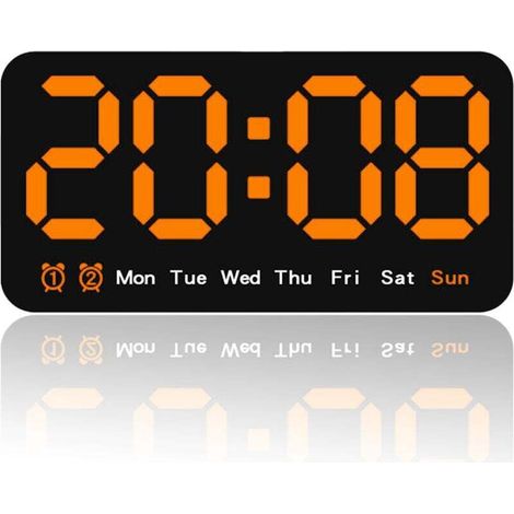 Grande Horloge Murale Numérique LED - Gros Chiffres, Double Alarme, 3 Niveaux de Luminosité (1/4)