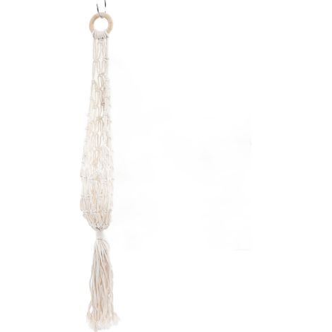 Panier de rangement suspendu en corde, portable et fait main, pour la cuisine, style hamac à fruits, fixation murale, beige. (1/5)