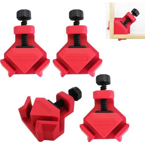 Jeu de 4 équerres de serrage, pour panneaux jusqu'à 26 mm d'épaisseur, force de serrage 25 kg pour collage, équerre pour outils de travail du bois et de soudage (1/4)