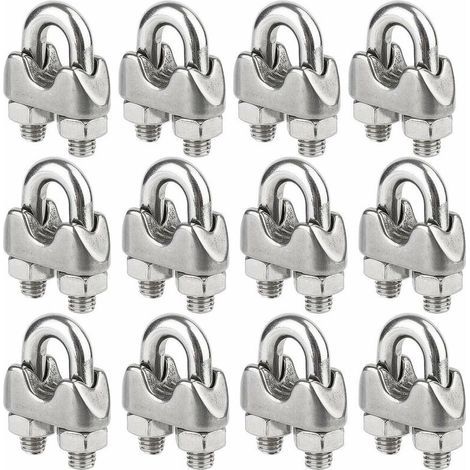 Fermacavi in acciaio inox 304 – Confezione da 12 – Per cavi da 3 mm – Resistente alla ruggine e alla corrosione – Uso esterno (1/5)