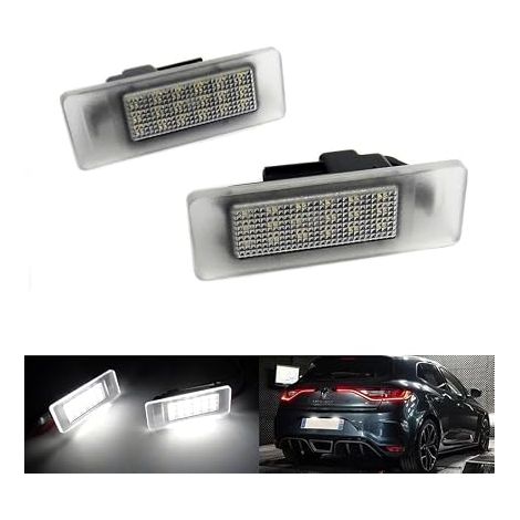 Lot de 2 éclairages LED blancs pour plaque d'immatriculation V Espace V Koleos II Megane IV 5 portes Hatchback / Grandtour Scenic IV Talisman Master III Movano B 19-24 GT-R R35 Q50 (1/5)