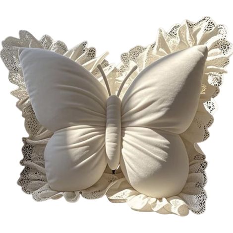 Coussin Papillon - 40 x 45 cm - Décoratif Canapé Lit - Beige Multicolore - 1 Pièce (1/5)