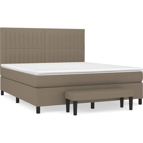 Maison Exclusive - Sommier à lattes de lit avec matelas Taupe 160x200 cm Tissu (1/5)