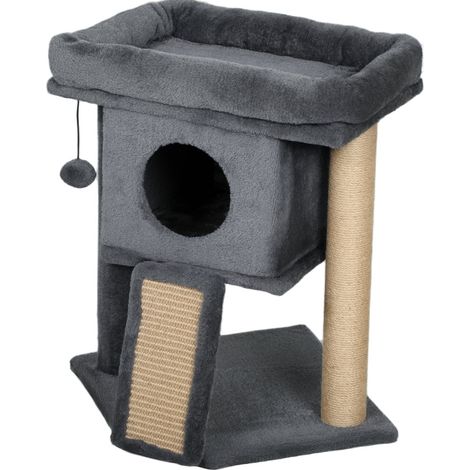Albero tiragraffi per gatti in juta con piattaforma e casetta 40 x 40 x 57 cm (1/5)