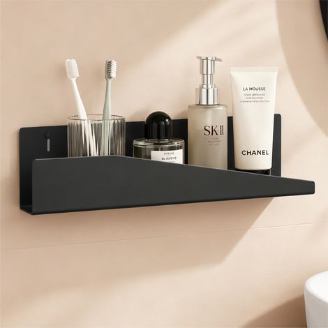 doporro Duschablage ohne Bohren 50 cm, Duschregal Schwarz zum Kleben oder Bohren, rostfreier Badezimmer Organizer mit großer Kapazität, Shampoo Halterung für Dusche, Badewanne & Küche, Reglo-15