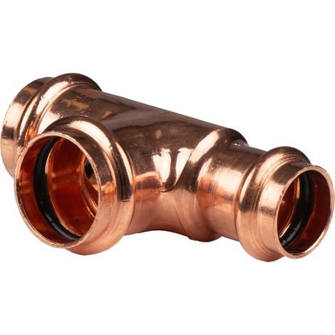 Kupfer Pressfitting T-Stück reduziert 28 x 28 x 22 mm V+M-Kontur DVGW