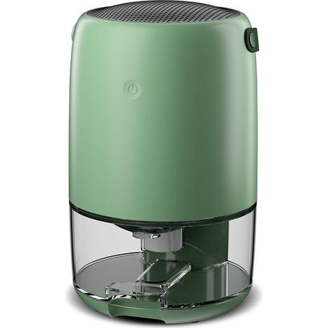Déshumidificateur avec arrêt automatique, petit et silencieux, idéal pour la maison, la chambre, le camping-car, la penderie ou la salle de bain (vert). (1/5)
