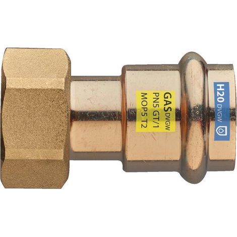 Raccord vissé Frabo avec écrou tournant, étanchéité plane 3/4 x 15 mm en laiton rouge (1/5)
