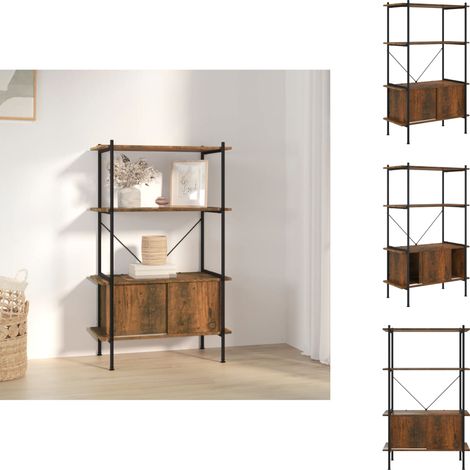 Bücherregale & Bücherschränke - Living Regal mit 4 Böden und Schrank 80x40x130 cm Stahl Holzwerkstoff (1/5)