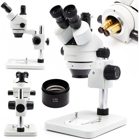 Microscopio stereoscopico trinoculare Techrebal 10HT con ingrandimento da 3,5x a 45x e obiettivo da 0,5x. (1/5)