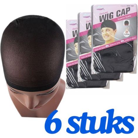 Lot de 6 bonnets de perruque noirs - Filets à perruque (6 pièces) - Filets à perruque - Bonnets de perruque - Bonnet de perruque noir (1/5)