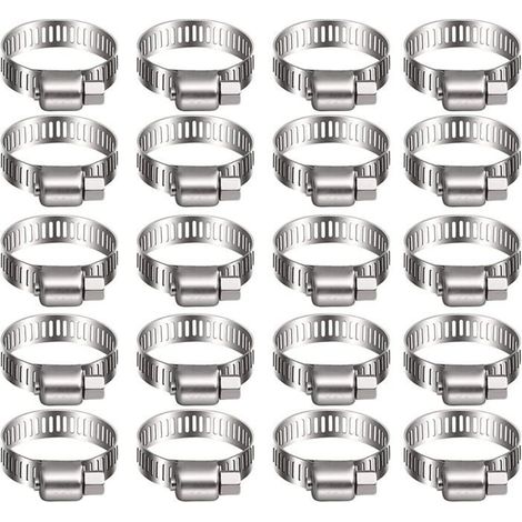 HOXILEELEO - 20 collier de serrage tuyau arrosage en acier inoxydable, collier inox metal10-16mm, serre flex serrage métallique pour (1/5)