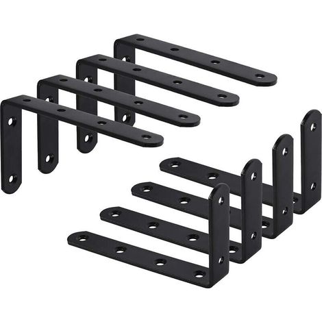 Paquete de 8 soportes de pared, soporte en forma de L, soporte fijo, soporte para colgar muebles, 125x75x3mm - Estante de pared