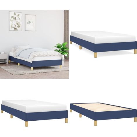 Cadre de lit sans matelas bleu 90x190 cm tissu - Cadre De Lit - Lit Simple - Lit Bleu - Literie - Meuble Chambre - Home & Living (1/5)