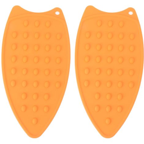 Lot de 2 coussins silicone pour fer à repasser, résistants aux chocs et à la chaleur, tapis orange durable pour planche à repasser (1/5)