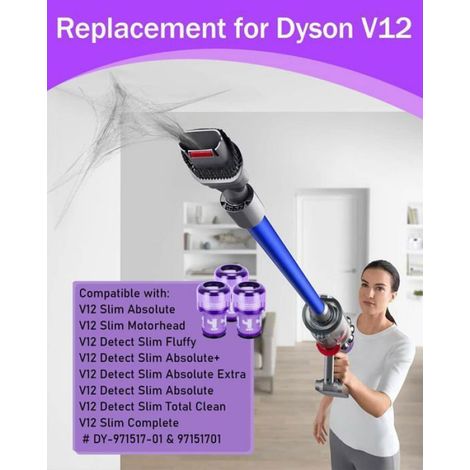 3 Pices Filtre pour Dyson V12 Compatible pour Dyson Detect Slim Absolute Extra Aspirateur sans Fil Interchangeable 971517-01 wake (1/4)