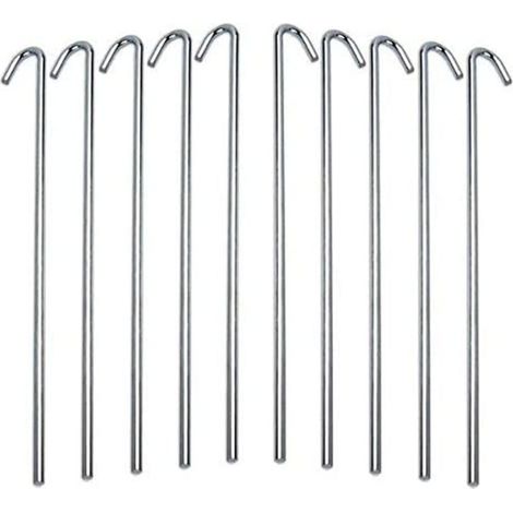 Lot de 50 piquets de Tente en Acier galvanisé 22,9 cm Argenté. (1/5)