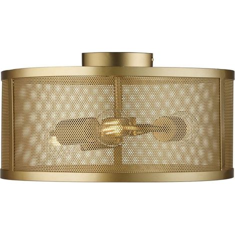 Searchlight Fishnet - Plafonnier affleurant à 3 ampoules Mesh Or mat, E27 (1/7)