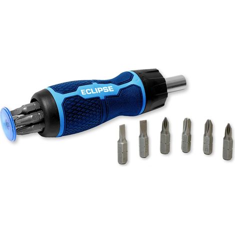 Set de 7 tournevis à cliquet avec manche ergonomique, rangement des embouts intégré et action à cliquet fluide – Pour bricolage, atelier et usage professionnel (1/5)