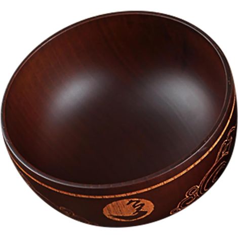 Bol en Bois Sculpté en Jujubier Naturel 20 Cm, Bol à Soupe et Riz Cuisine et Restauration, Saladier Rustique Fait Main pour Fruits, Céréales et Snacks (1/5)