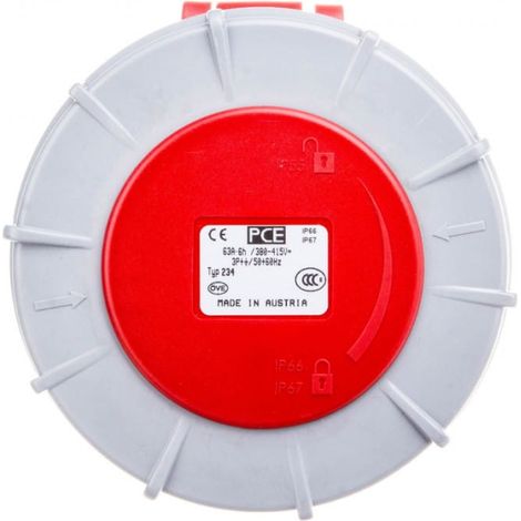 Tragbare Steckdose 63A 4P 400V rot IP67 Drehstecker 234-6