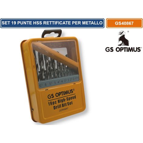 SET 19 PUNTE HSS RETTIFICATE DA Ø1-10 mm PER METALLO ATTACCO CILINDRICO (1/4)