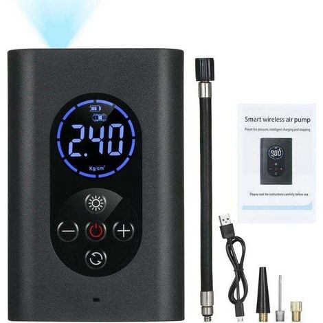 Portable Air Compressor 150PSI USB Rechargeable Automatic Air Pump with LED Pressure Gauge (1/4)