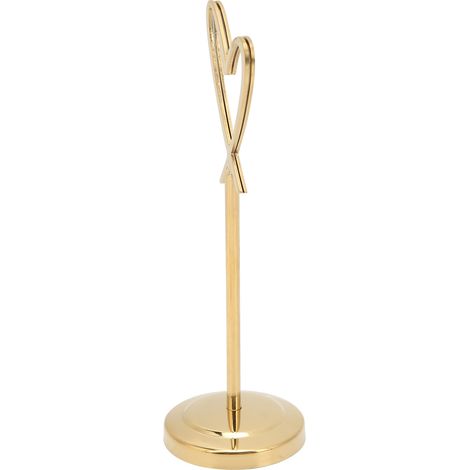Porte-numéro de table en forme de cœur, porte-cartes de visite multifonctionnel et durable, adapté aux mariages, aux fêtes et aux bureaux (doré). (1/5)