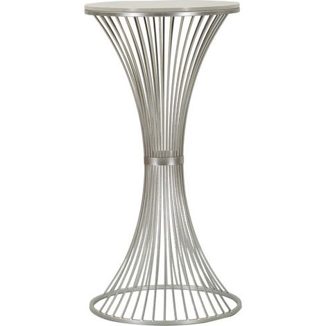 Tavolino alto Funnel Ø 50 cm in ferro e marmo argento