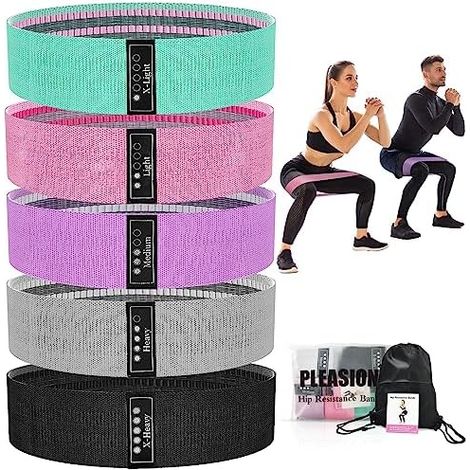 Resistance Bands Fitnessband, Fitnessbänder Stoffbänder 5er Set, Widerstandsbänder für Krafttraining Muskelaufbau Hip Beintraining, Gymnastikband für Workout Yoga Pilates (1/5)