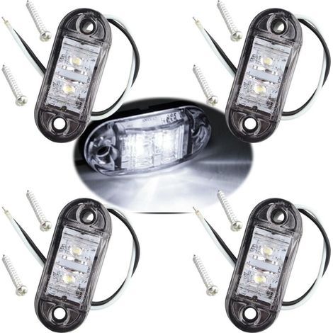 ovale weiße LED-Seitenmarkierungsleuchten IP65 12V/24V, universelle vordere und hintere Positionsanzeigen für Lkw, Anhänger, Transporter, Wohnwagen, Pkw und schwere Nutzfahrzeuge (1/4)