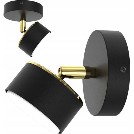 Wand- und Deckenleuchte, schwarz-goldene GX53-Lampe aus Polen (1/5)